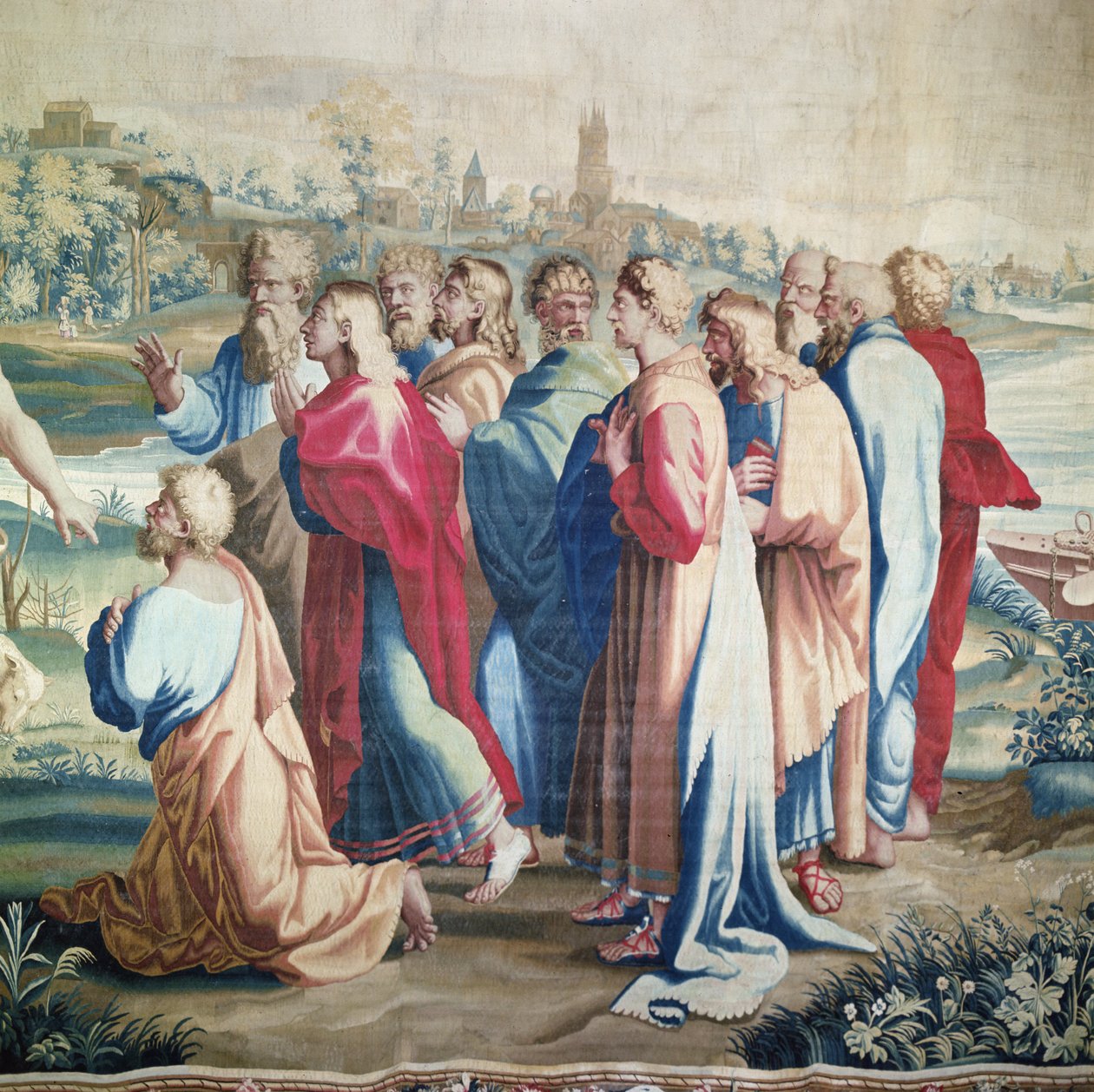 Arazzo raffigurante gli Atti degli Apostoli, la chiamata di San Paolo (dettaglio degli apostoli), tessuto presso il laboratorio di Beauvais sotto la direzione di Philippe Behagle, 1695-98 da Raffaello Sanzio Raphael