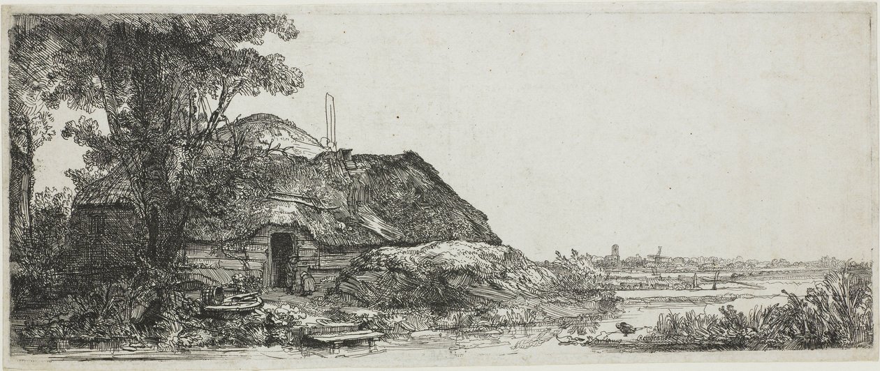La capanna vicino al grande albero da Rembrandt van Rijn