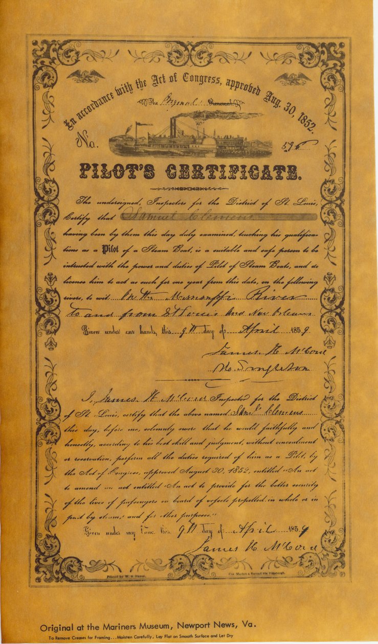 Riproduzione facsimile di un pilota di battello a vapore da Unknown