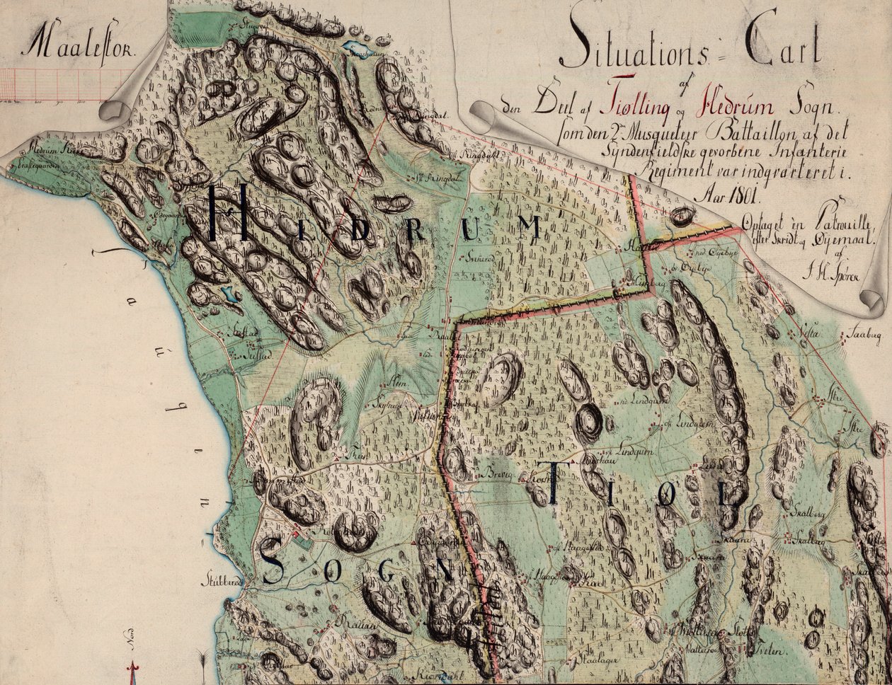 La mappa è pubblicata a mano (1801) e mostra Vestfold da Unknown