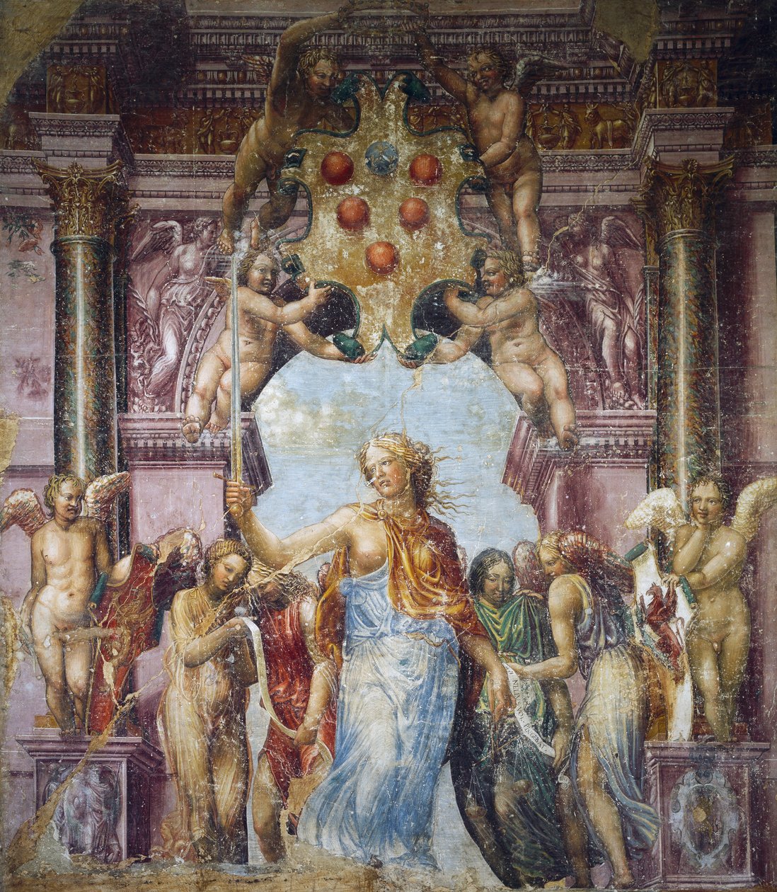 Allegoria della Giustizia, dipinto di Daniele Ricciarelli, meglio conosciuto come Daniele da Volterra o il Braghettone (1509-1566) da (1509 66) Daniele da Volterra