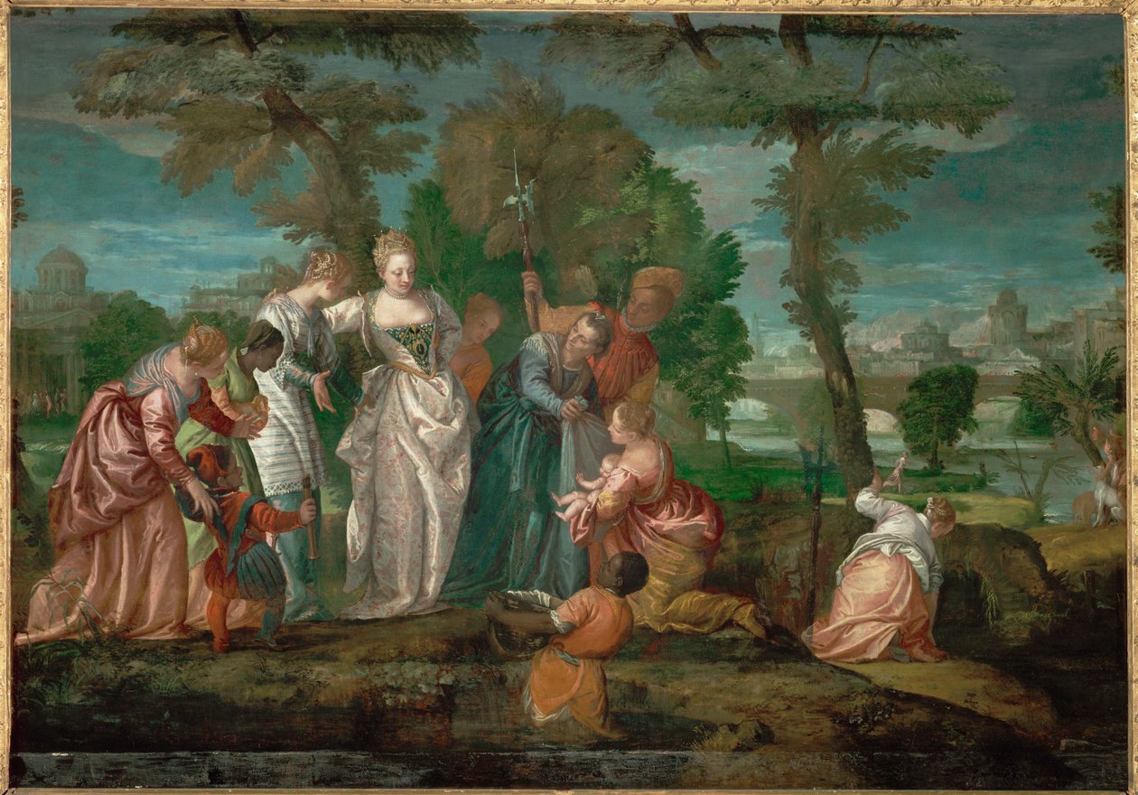 Mosè salvato dalle acque... (dipinto su tela) da (1528-88) Veronese