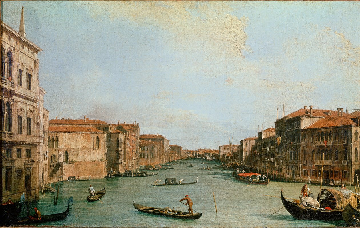 Il Canal Grande visto dal Palazzo Balbi (Il Canal Grande da Palazzo Balbi). Veduta di Venezia lungo il Canal Grande. Dipinto di Giovanni Antonio Canal detto il Canaletto (1697-1768). Firenze, Galleria degli Uffizi da Canaletto