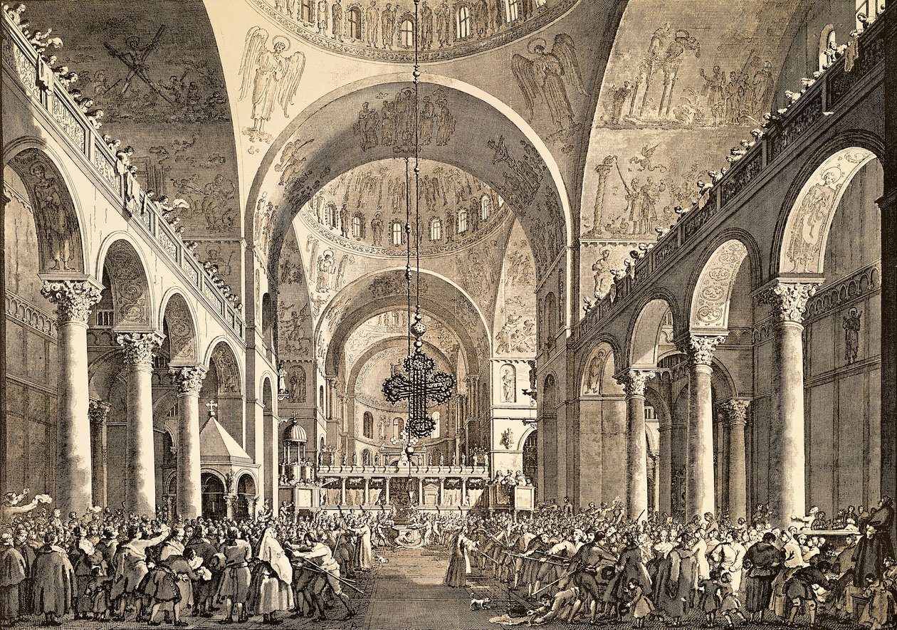 Festa veneziana, il nuovo Doge di Venezia presentato al popolo nella Basilica di San Marco da (1697 1768) Canaletto
