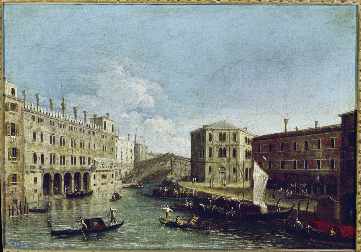 Veduta del Canal Grande e del Rialto, a sinistra il Fondaco dei Tedeschi da Canaletto
