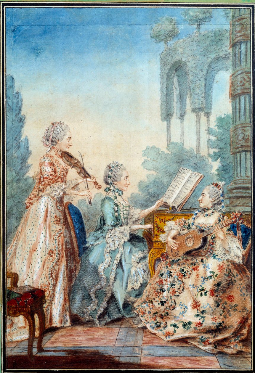Le tre figlie del compositore Joseph Nicolas Pancrace Royer eseguono la partitura del balletto Zaide da Carmontelle