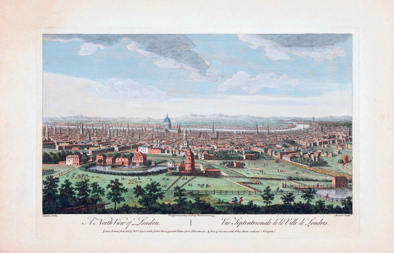 Una vista nord di Londra nel XVIII secolo da (after) Canaleti