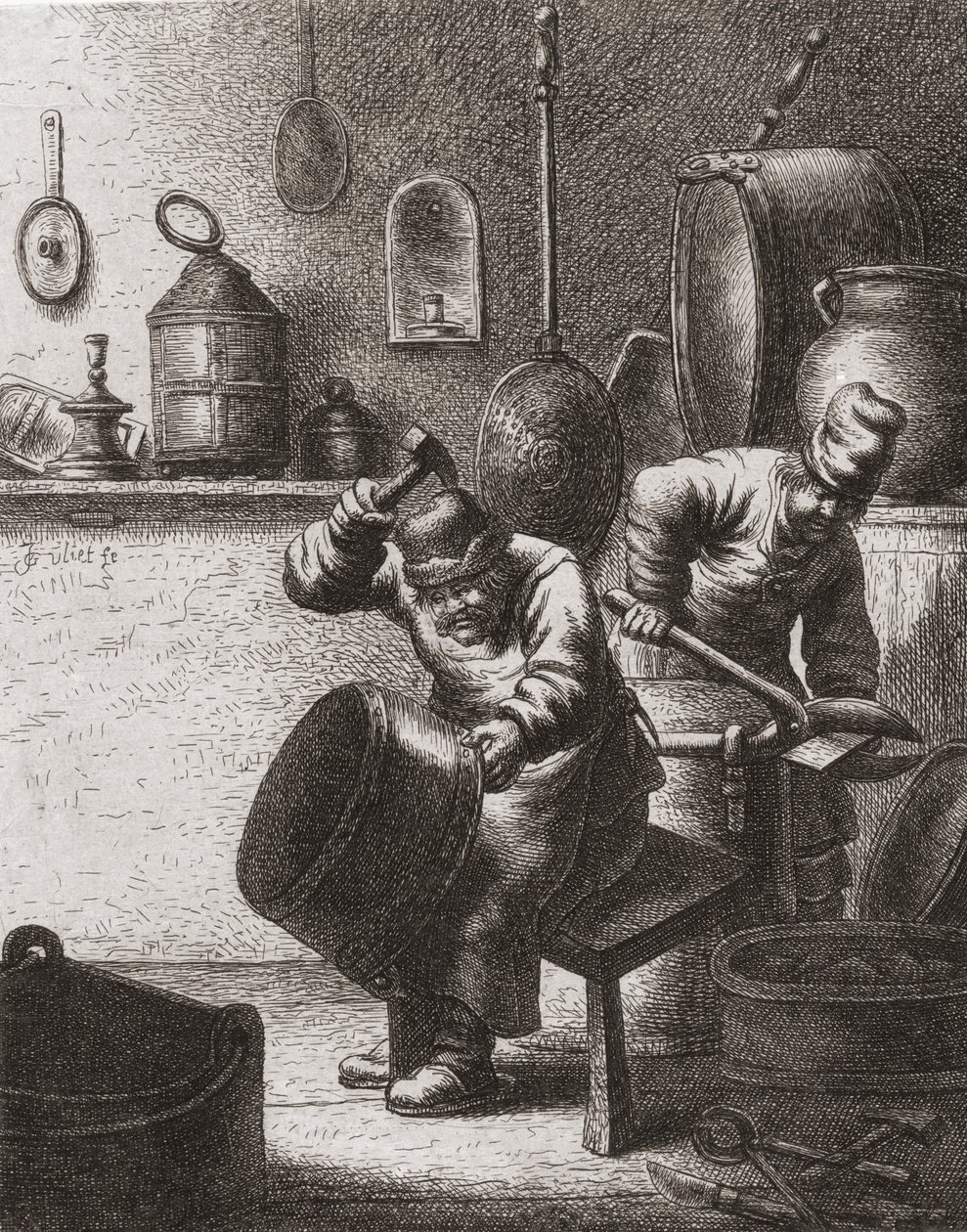 Rameggeri al lavoro nel XVII secolo da (after) Dutch School