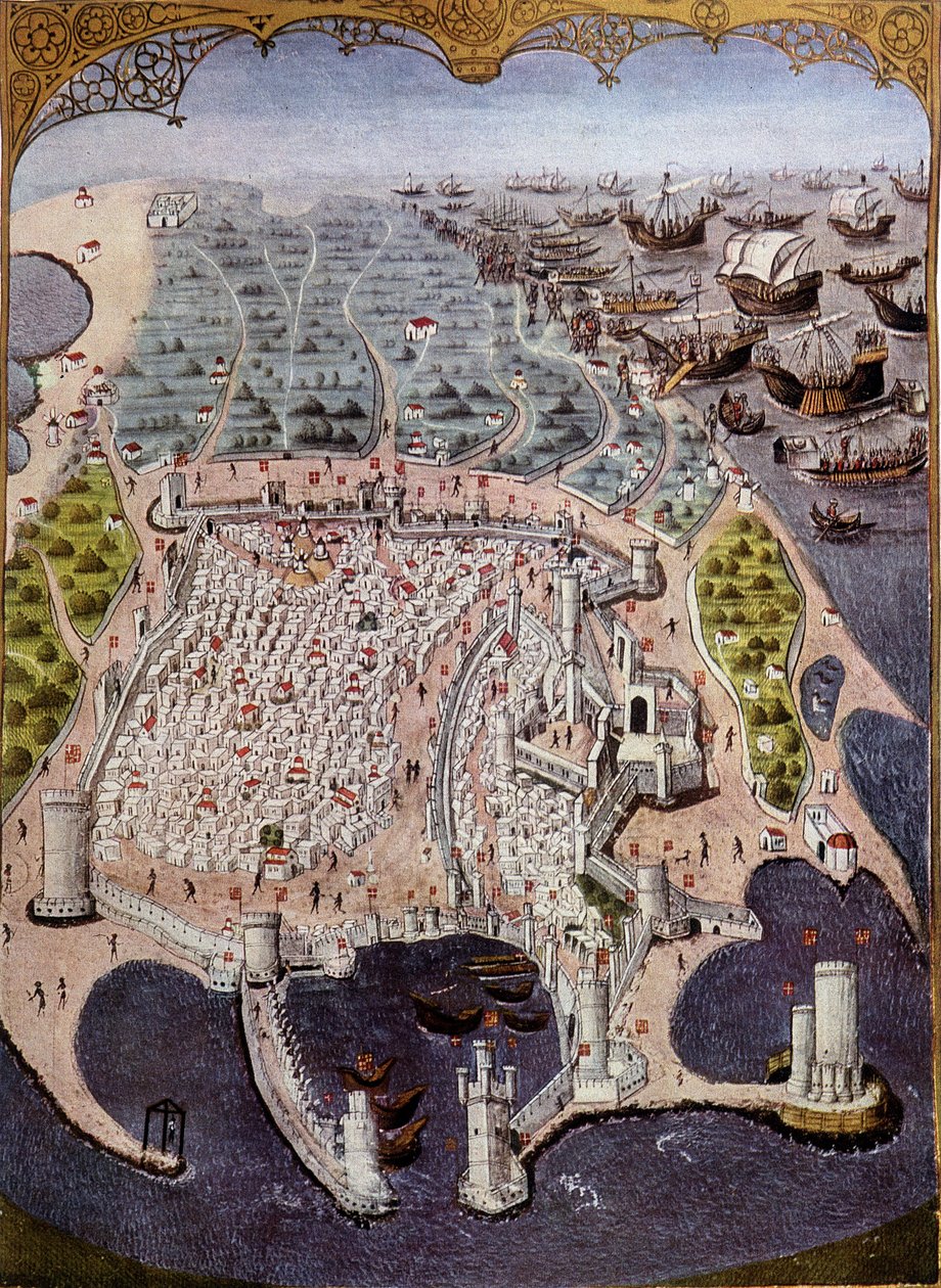 Attacco delle navi orientali contro Rodi nel 1482 da (after) French School