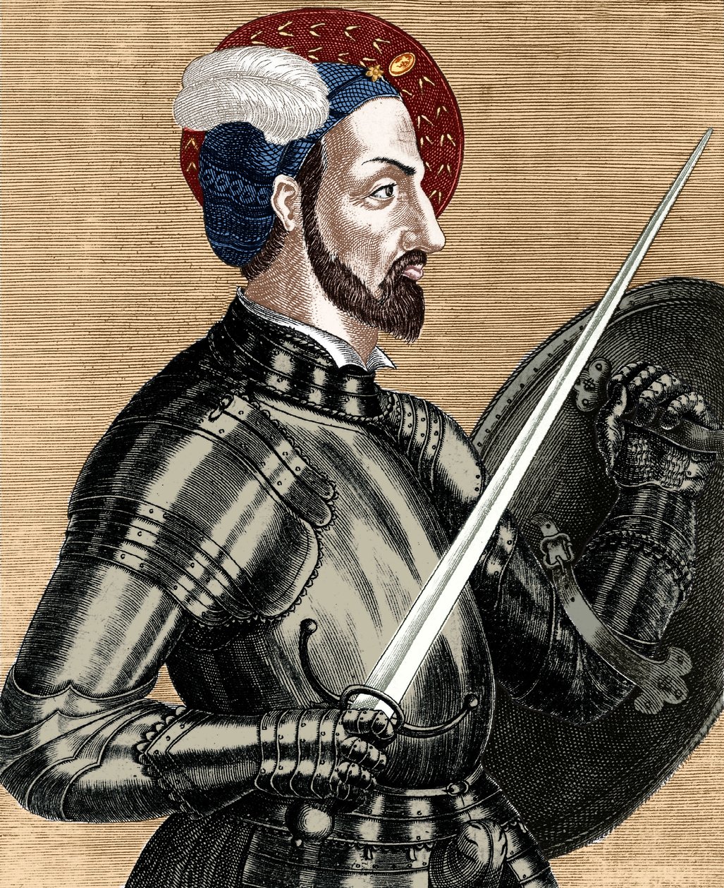 Carlo di Borbone (1490-1527), comandante supremo degli eserciti francesi, documento colorato da (after) French School