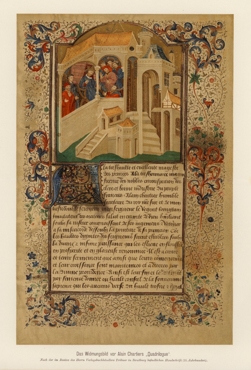 Pagina di dedica del Quadrilogue Invectif di Alain Chartier da (after) French School