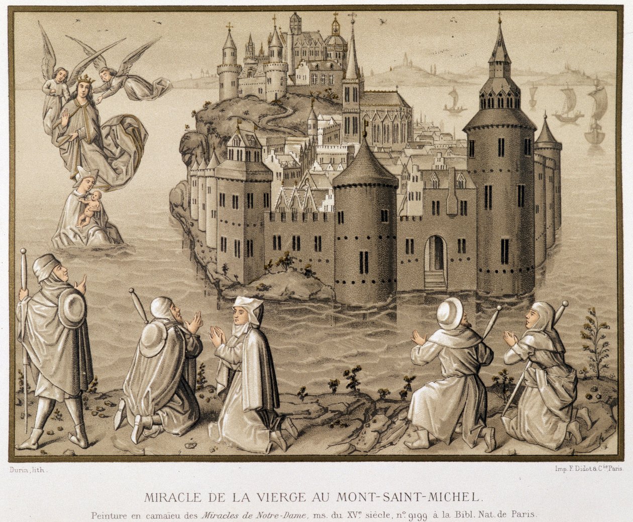 Miracolo della Vergine a Mont-Saint-Michel - facsimile di un dipinto a camaieu dei 