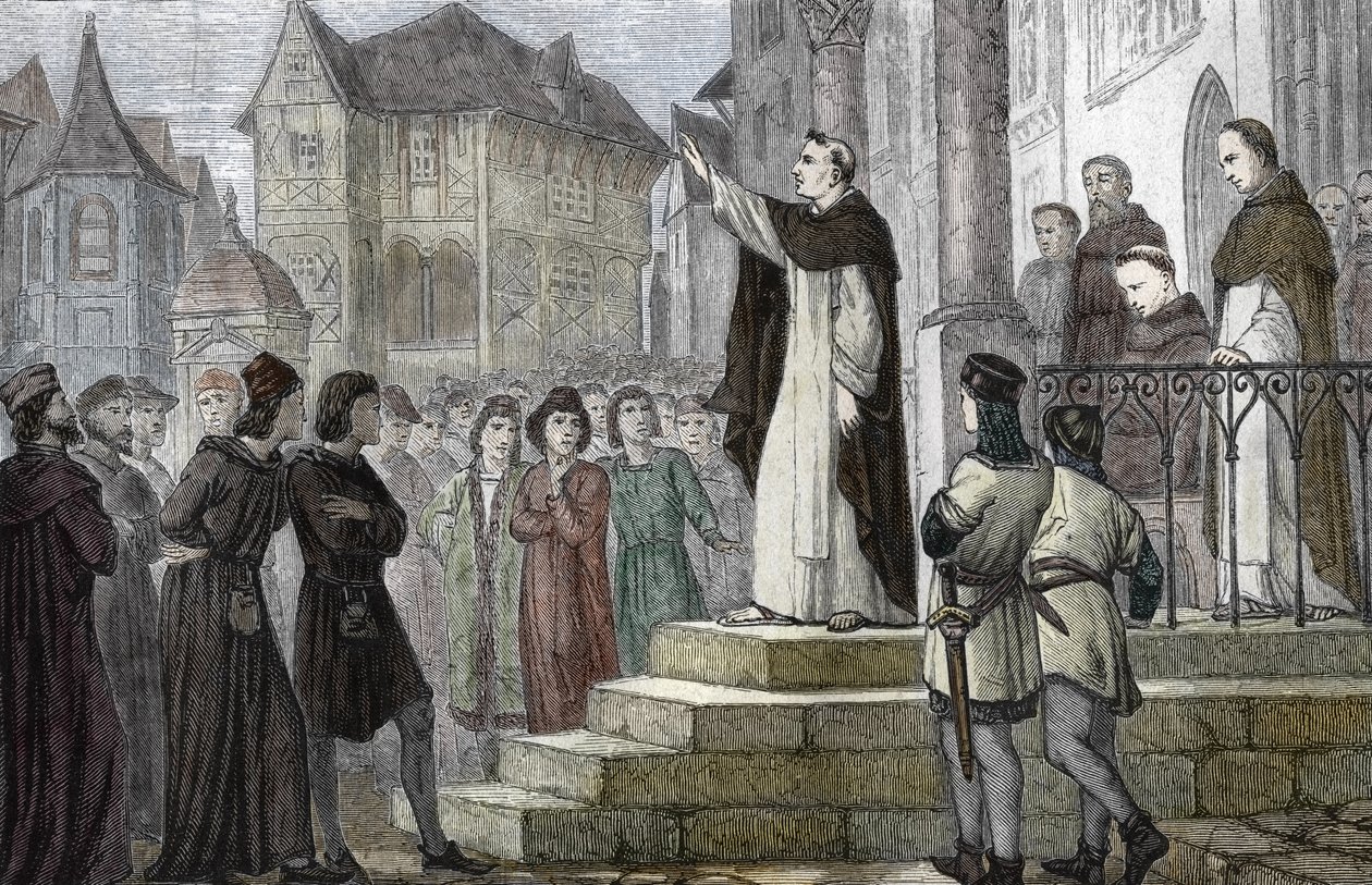 Rappresentazione di Alberto Magno che insegna a Parigi, al primo convento domenicano in Rue Saint Jacques da (after) French School