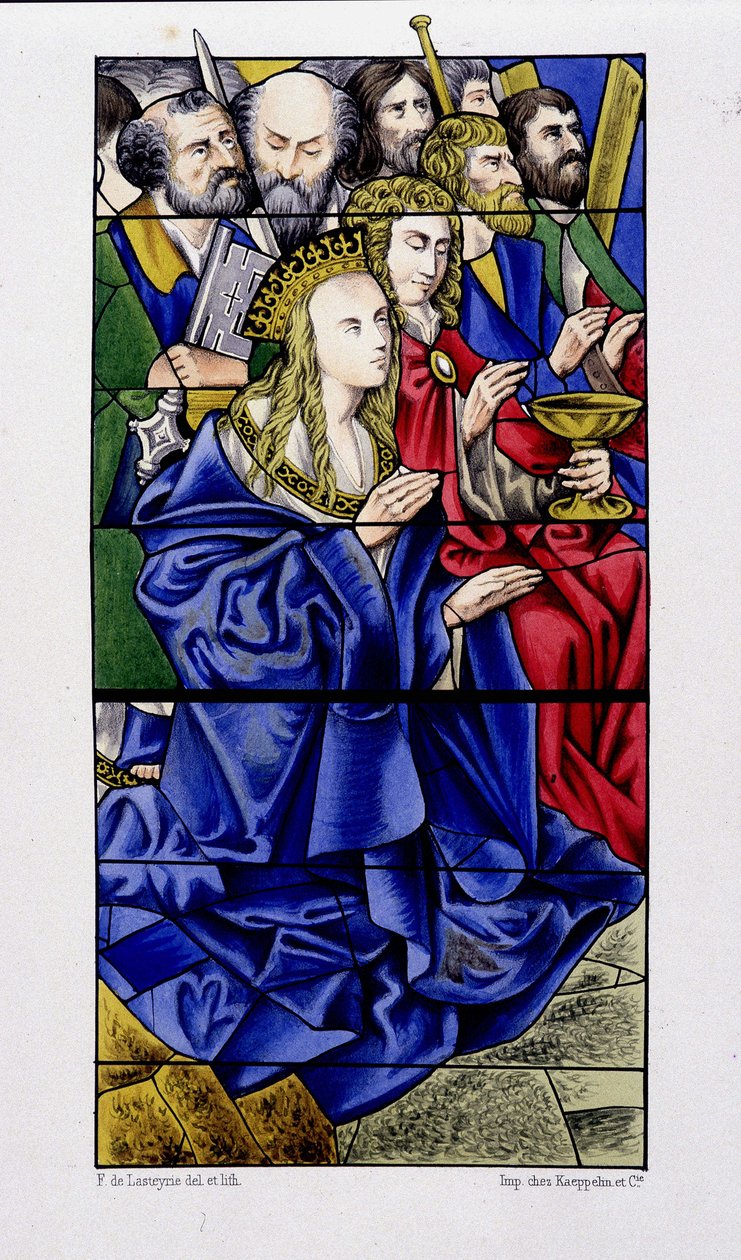 La Vergine circondata dagli apostoli - riproduzione di una vetrata della chiesa di San Vincenzo di Rouen da (after) French School
