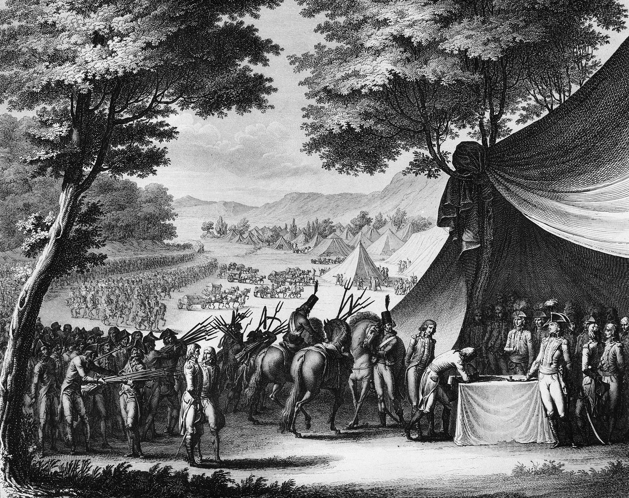 Guerra della Rivoluzione Francese e movimenti anti-rivoluzionari: Guerra di Vandea. Capitulation della Vandea il 17 febbraio da (after) Girardet