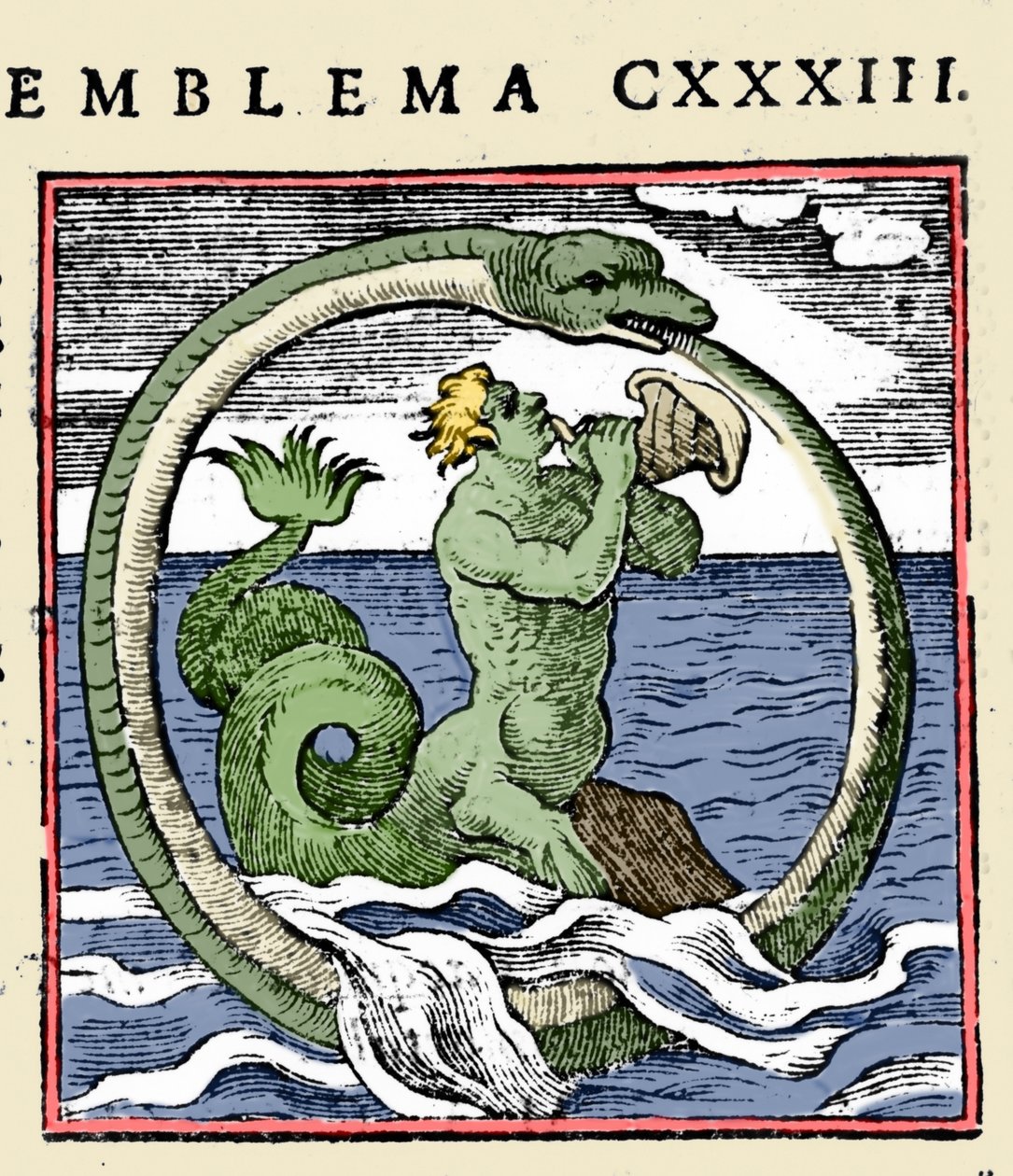 Un tritone e un ouroboros, illustrazione 