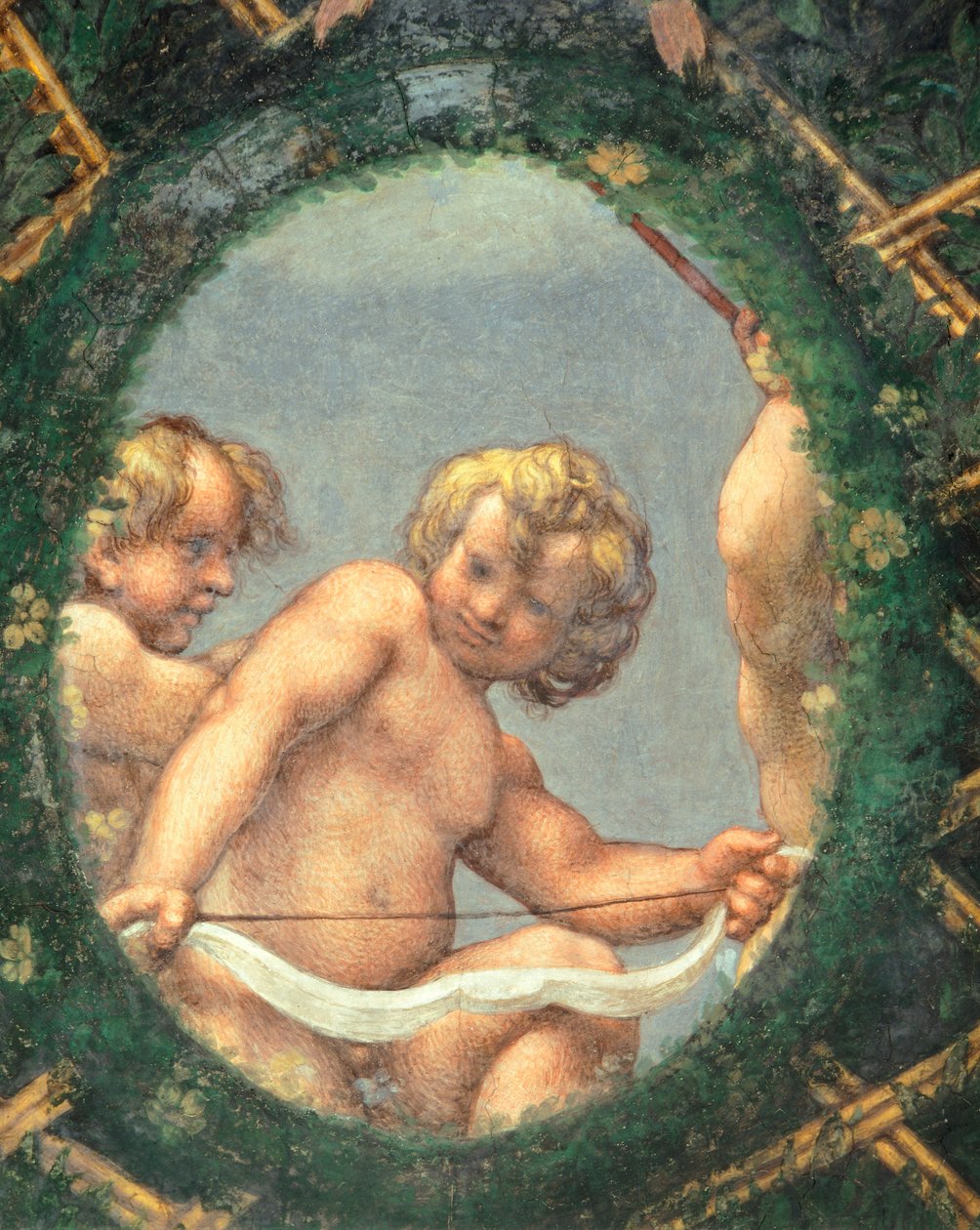 Ovate con cherubini, affresco di Antonio Allegri Da Correggio, Camera dell