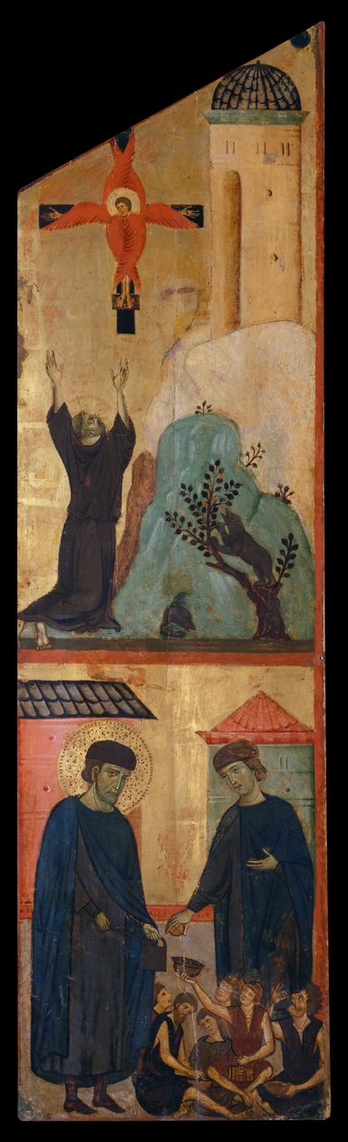 Dittico del Beato Andrea Gallerani: San Francesco riceve le stimmate e il beato Gallerani, pannello interno destro, c.1270 da (workshop of) Guido da Siena