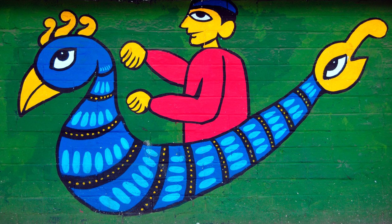 Un murale che raffigura personaggi di racconti popolari bengalesi da Unknown