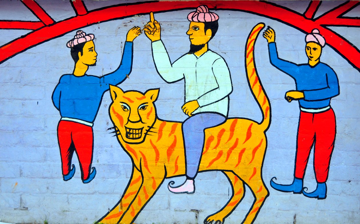 Un murale che raffigura personaggi di racconti popolari bengalesi da Unknown