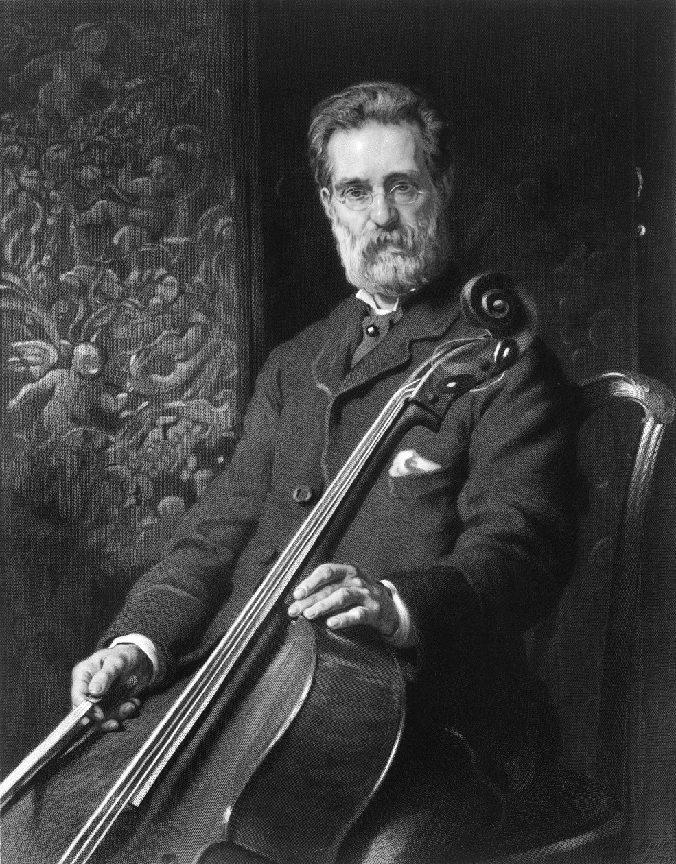 Ritratto di Alfredo Piatti con violoncello da Unknown