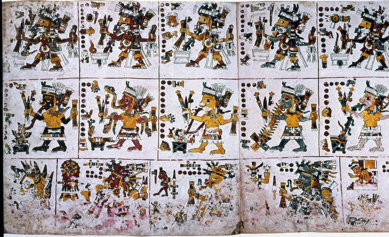 Dettaglio da una copia facsimile di una pagina del Codice Borgia che mostra l