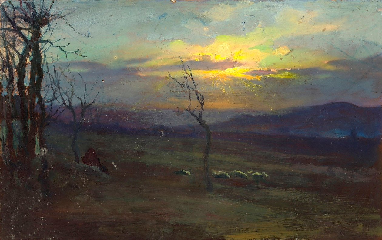 Tramonto. Foto-pittura che raffigura un paesaggio al tramonto da Unknown