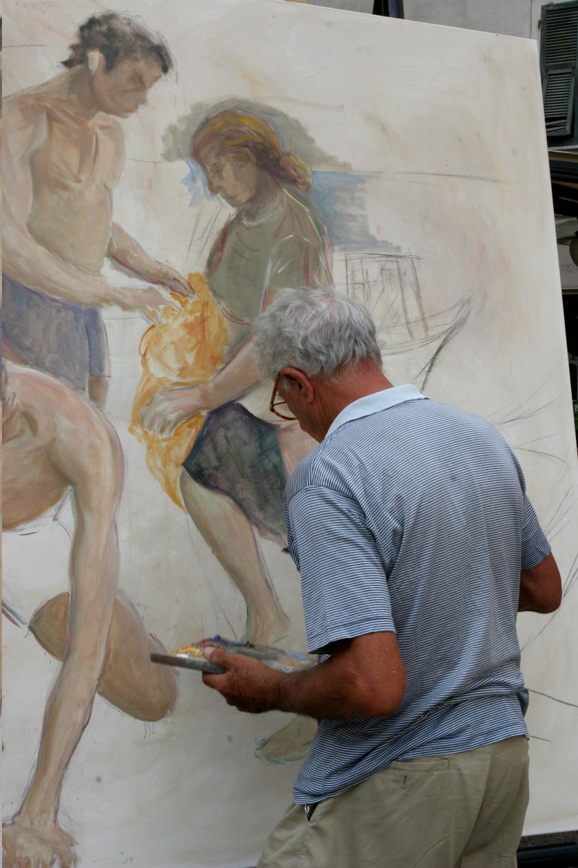 Pittore al lavoro, La Soffitta nella Strada, Fiera antiquaria estiva, Sarzana, Liguria, Italia da Unknown