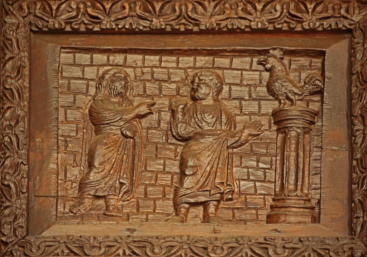 Pannello dalla porta del V secolo: San Pietro e il gallo che canta da Unknown