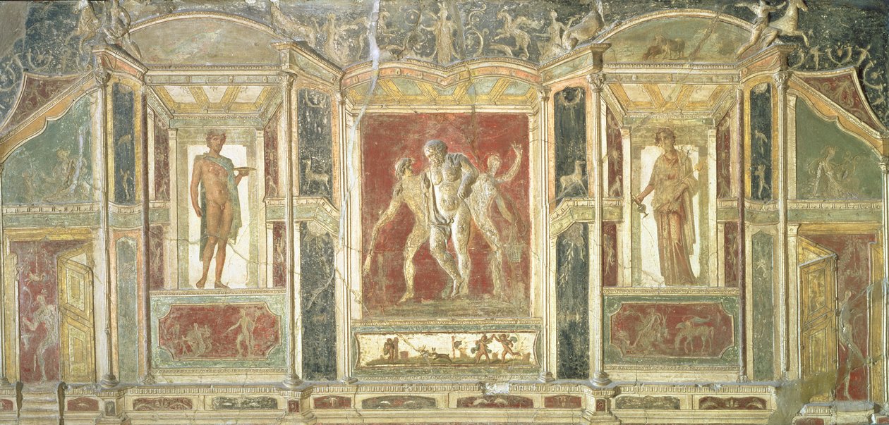 Pannelli in rilievo con Dioniso e altre figure in nicchie trompe l