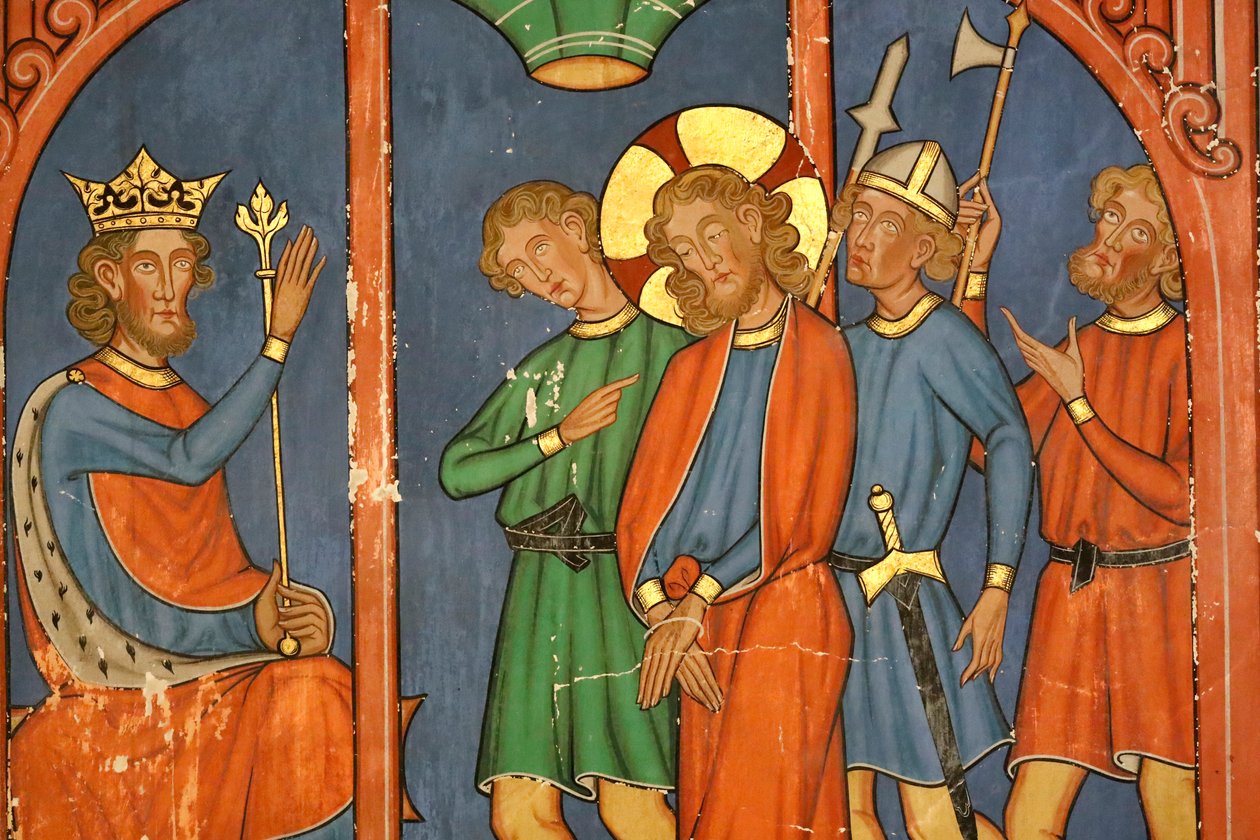 Chiesa protestante di Saint-Pierre-le-Jeune, Passione di Cristo, Gesù è condannato dal Sinedrio, Affresco, Strasburgo, Francia da Unknown
