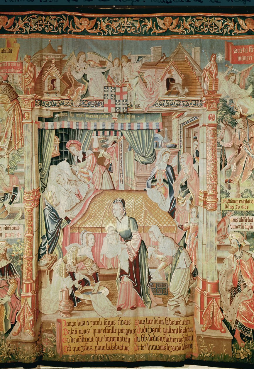 La nascita della Vergine, da Scene della vita della Vergine, Pannello centrale, 1530 da Unknown