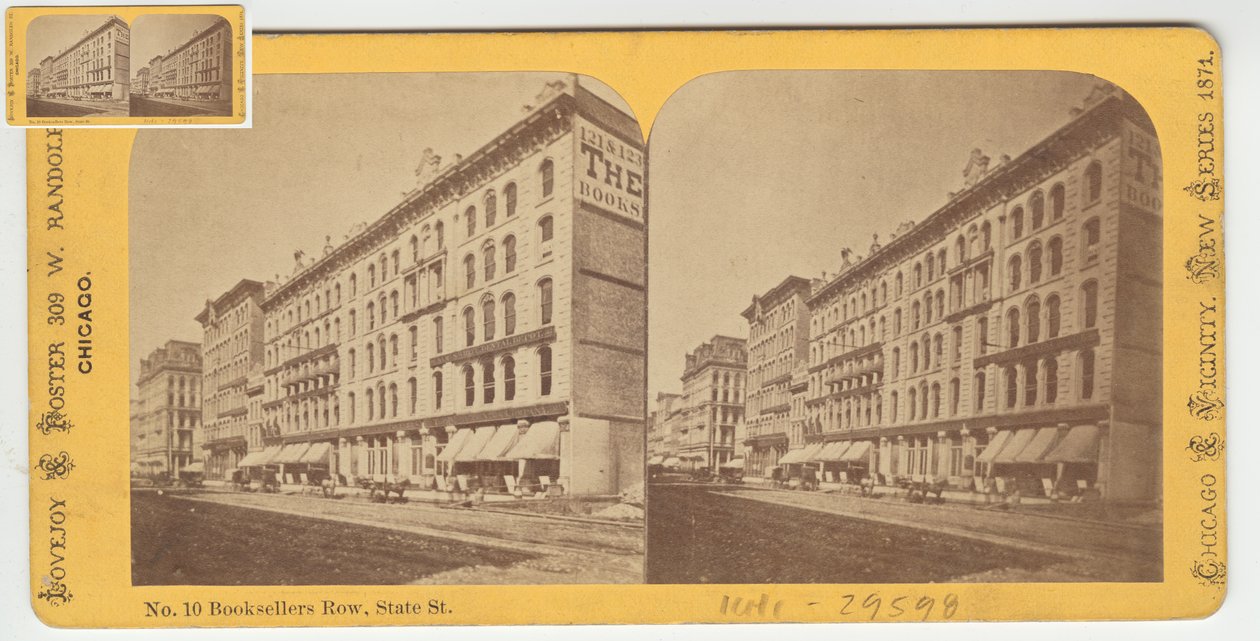 Stereografia di Booksellers Row, Chicago, 1871 da American Photographer