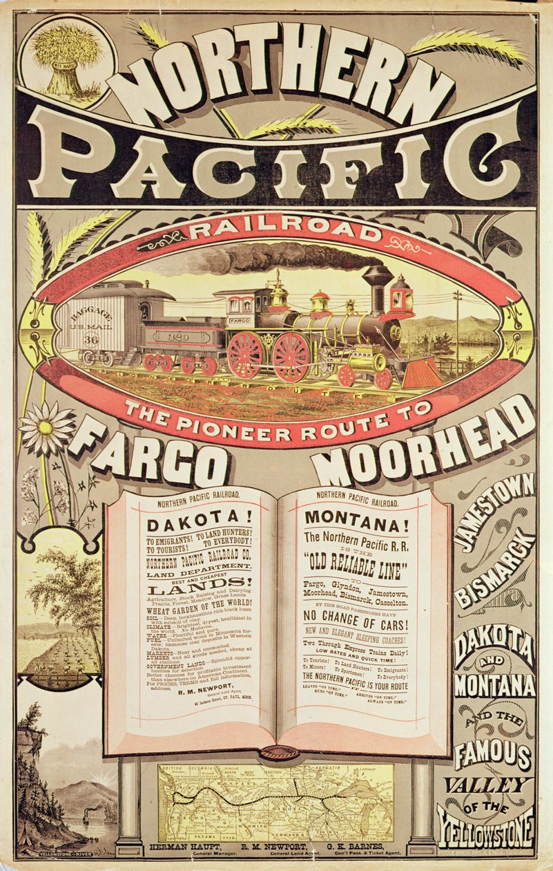 Pubblicità per la Northern Pacific Railroad da American School
