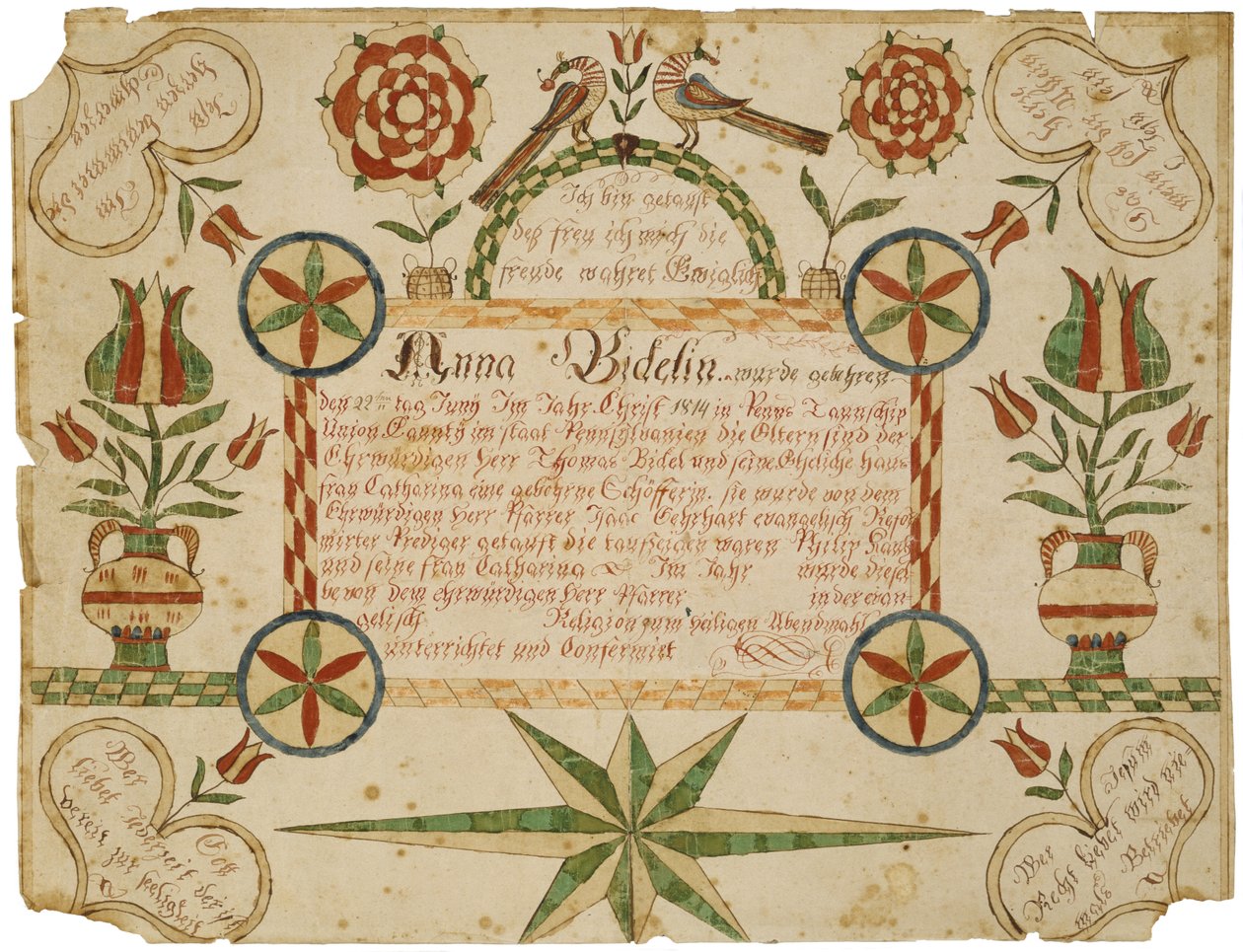 Certificato di nascita, c. 1820-1830 da American School