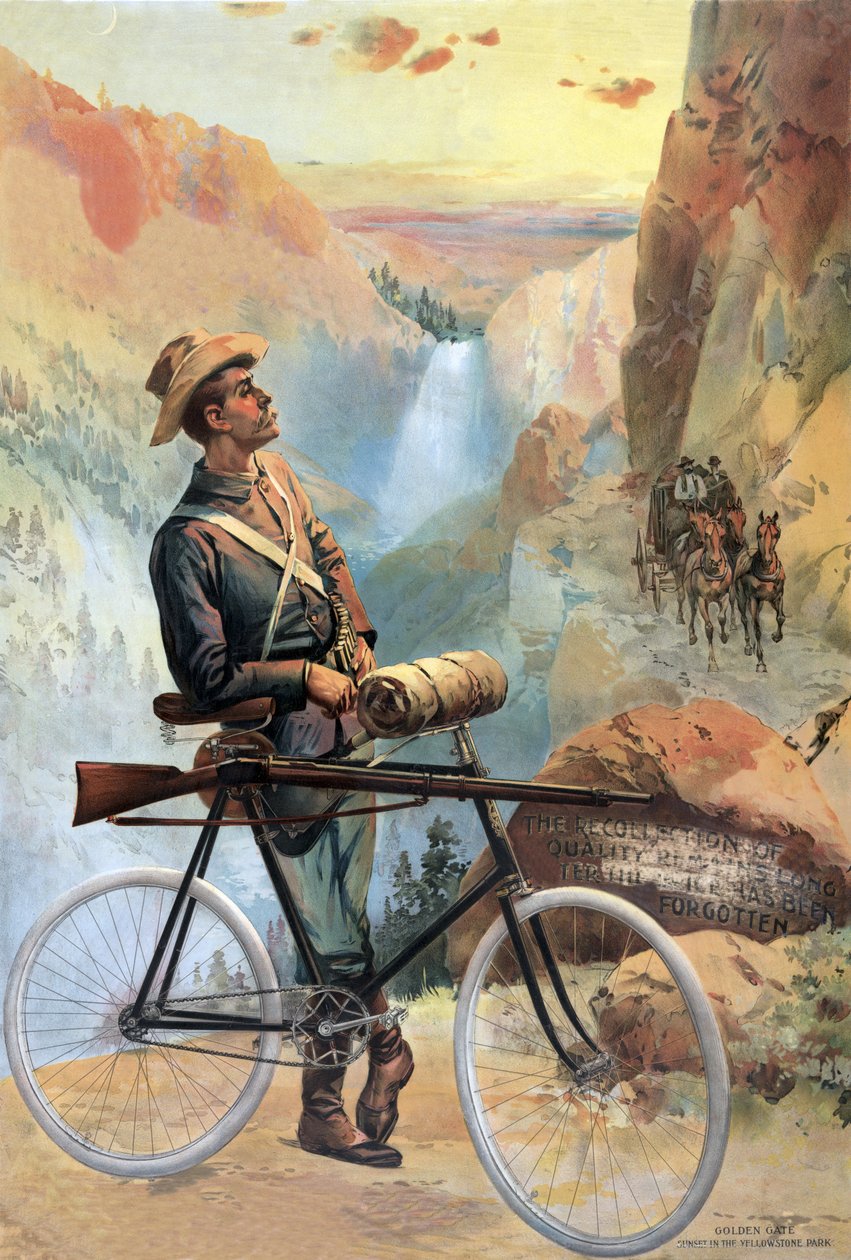 Golden Gate, tramonto nel Parco di Yellowstone, pub. 1897 da American School