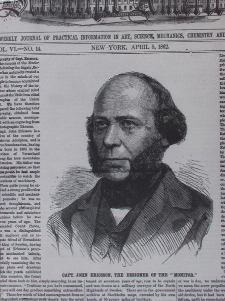 John Ericsson (1806-1862) in The Scientific American, 5 aprile 1862 da American School