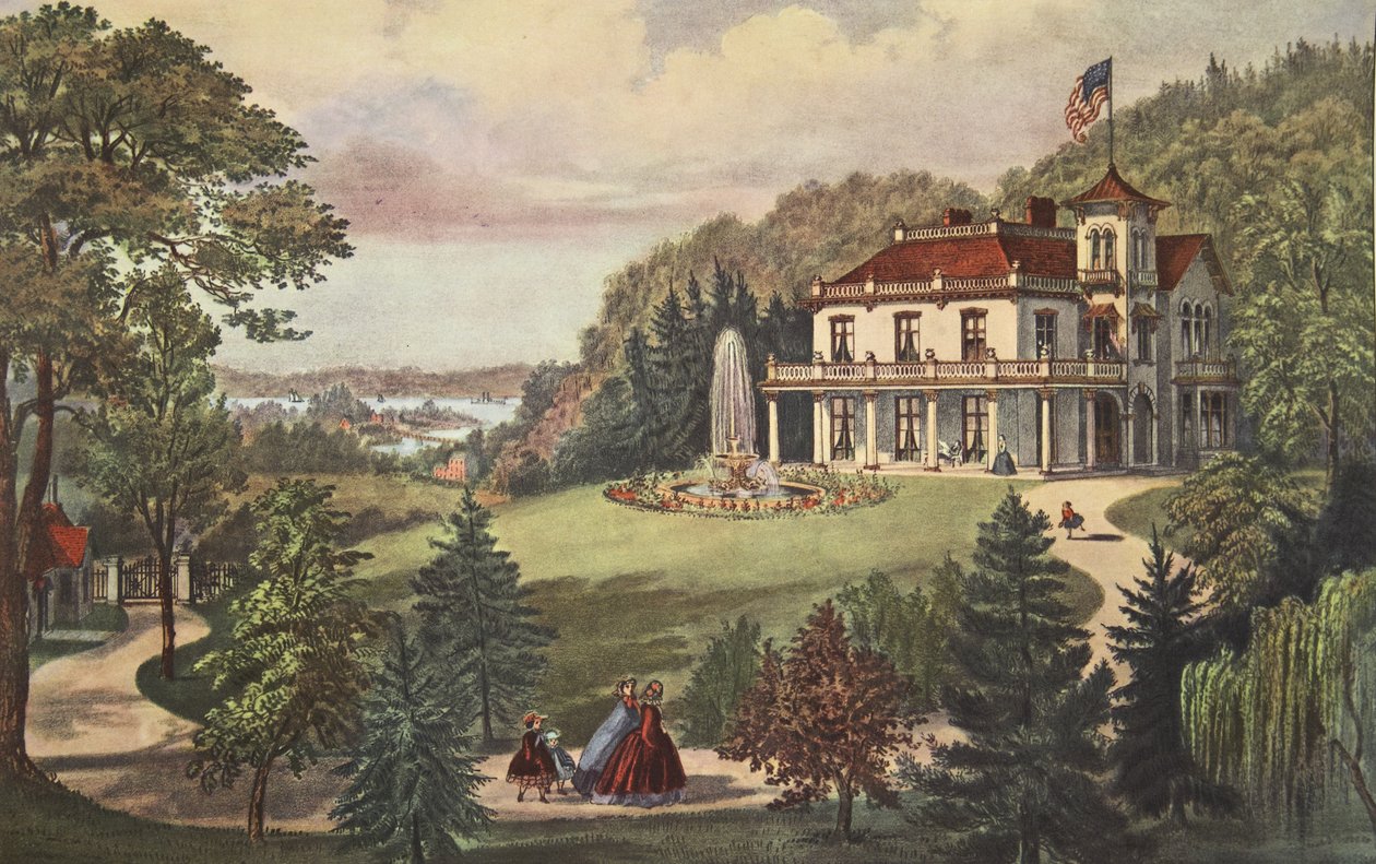 Vita in campagna - Sera, pub. 1862, Currier & Ives da American School