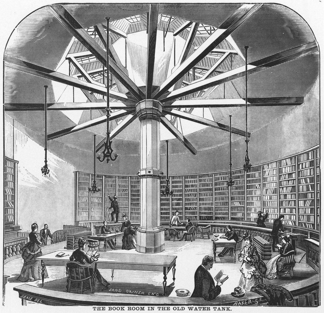 La stanza dei libri nel vecchio serbatoio d