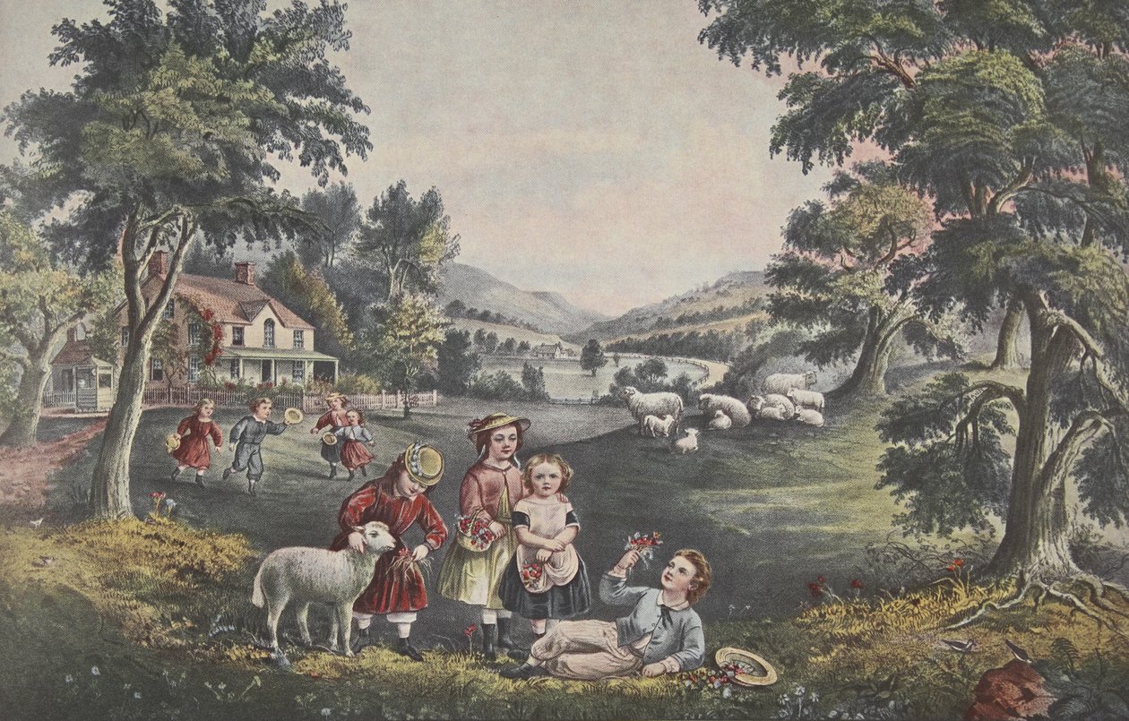 Le quattro stagioni della vita - Infanzia, pub. 1868, La stagione della gioia, Currier & Ives da American School