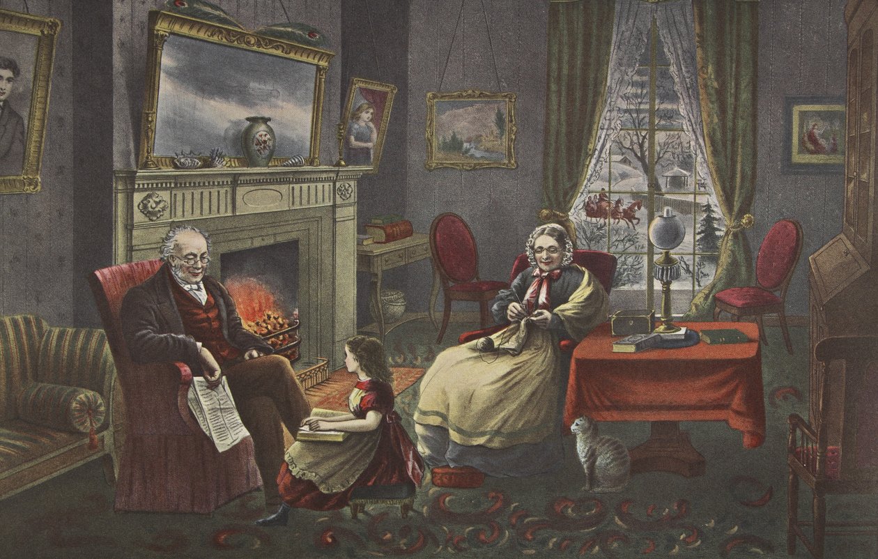 Le quattro stagioni della vita - Vecchiaia, La stagione del riposo, pub. 1868, Currier & Ives da American School