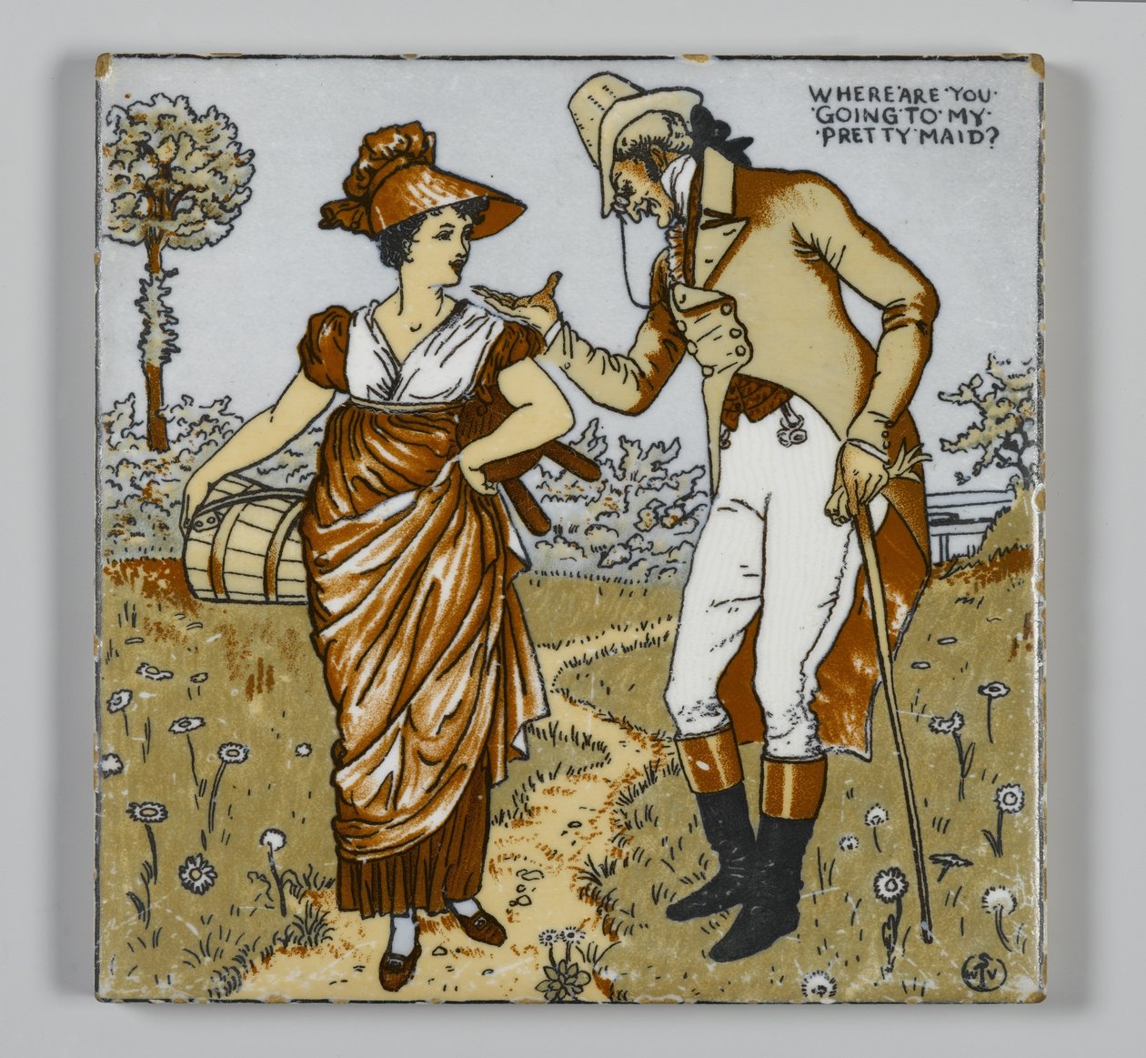 Piastrella prodotta dalla Walter T. Crane Wheeling Pottery Company, Wheeling, West Virginia, c.1890 da American School