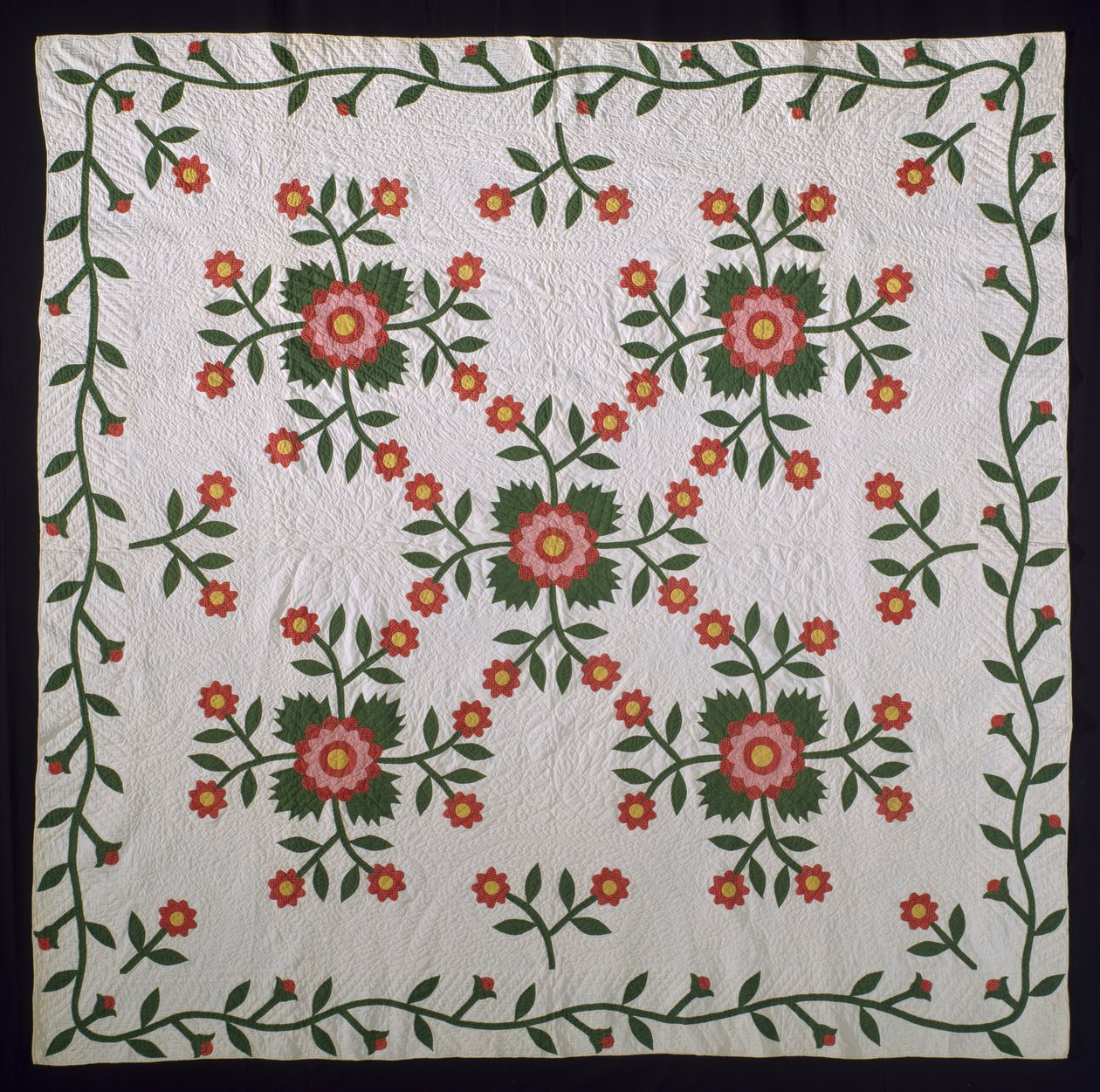 Trapunta applique Whig Rose, c.1850-75 da American School