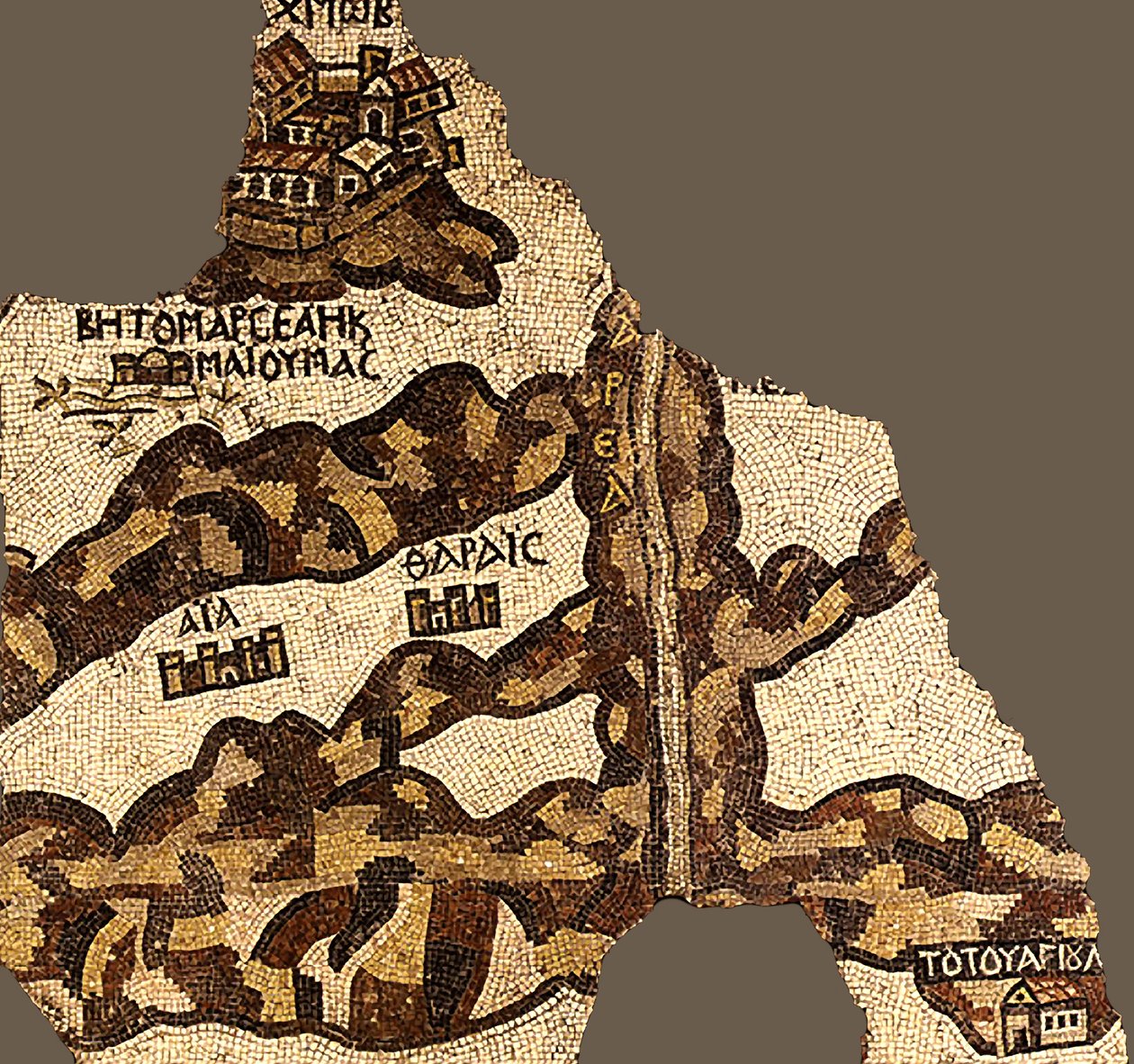 Il fiume Zared sulla mappa di Madaba (mosaico) da Byzantine School