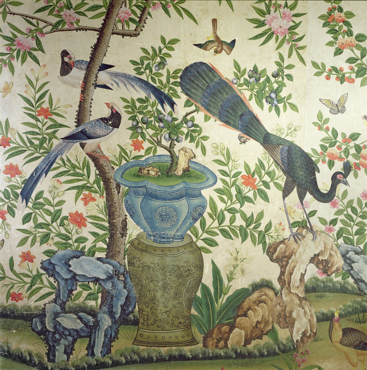 Carta da parati con uccelli, c.1840 da Chinese School