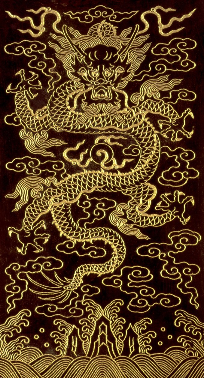 Drago, copertina del foglio finale di un libro di 10 tavolette, Il canto della ciotola di giada, scritto dall