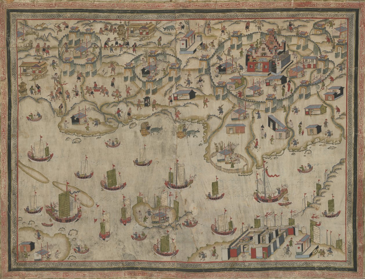 Fortezze Zeelandia e Provintia e la Città di Tainan, arazzo da Chinese School