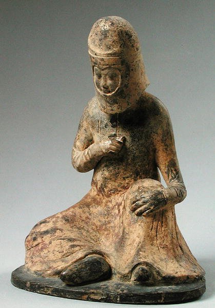 Statuetta funeraria di un viaggiatore, Dinastia Tang (618-907) da Chinese School