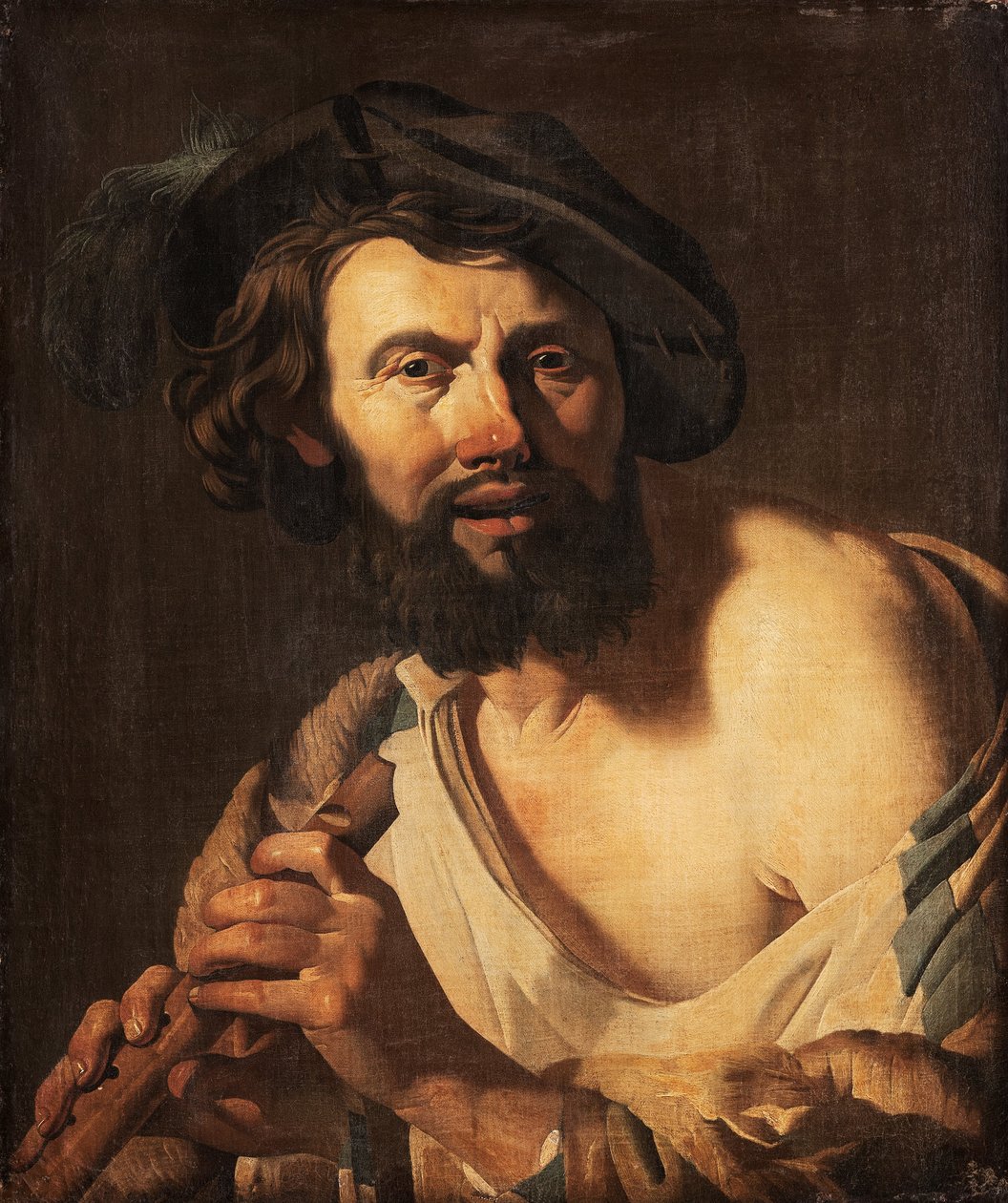 Uomo con flauto da Dutch School