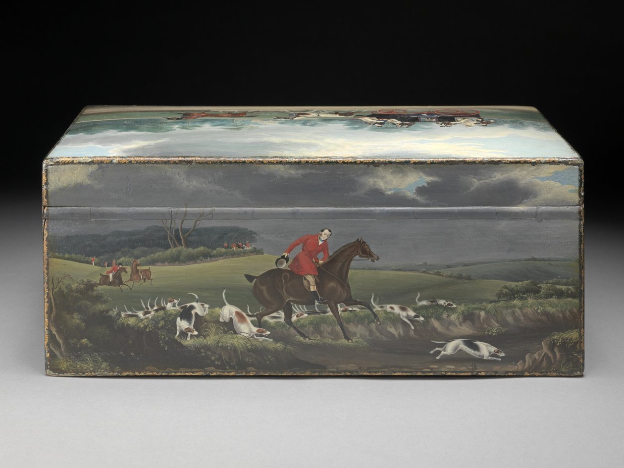 Scatola di sigari dipinta con scene da stampe di Taglioni, c.1840 da English School